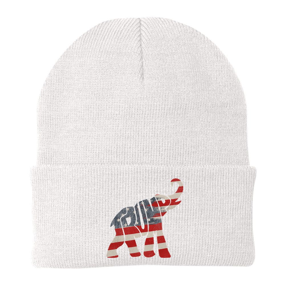 Donald Trump Vintage Republican Elephant USA Flag Beanie
