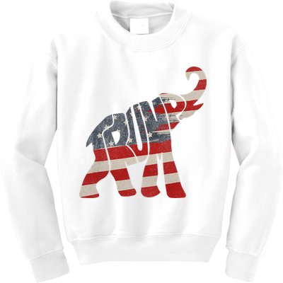 Donald Trump Vintage Republican Elephant USA Flag Kids Sweatshirt