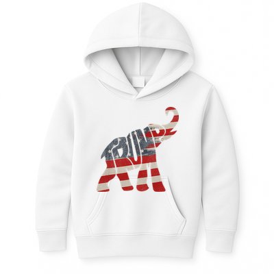 Donald Trump Vintage Republican Elephant USA Flag Kids Hoodie
