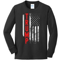 Donald Trump Vintage USA Flag 2024 Kids Long Sleeve Shirt