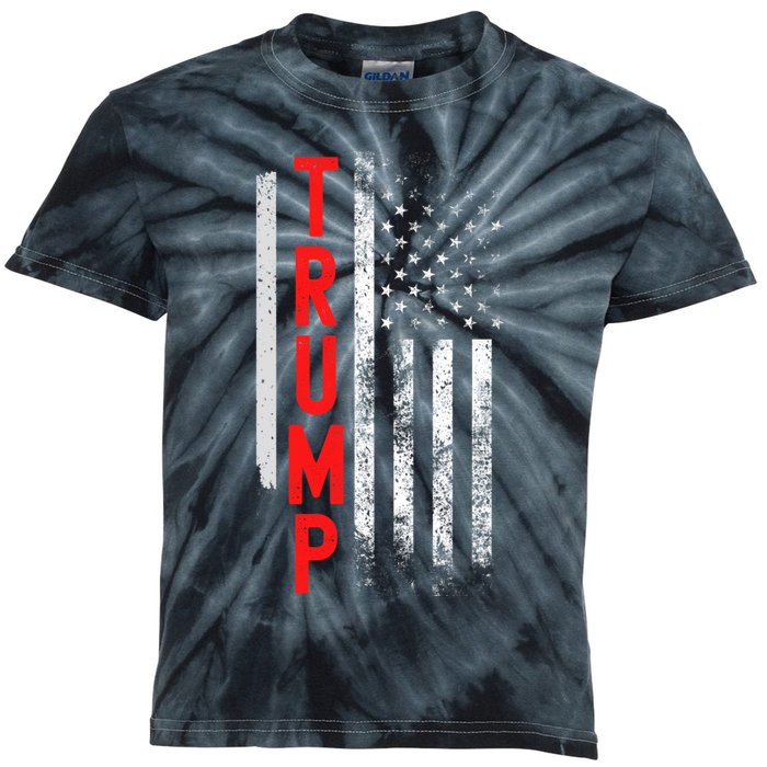 Donald Trump Vintage USA Flag 2024 Kids Tie-Dye T-Shirt