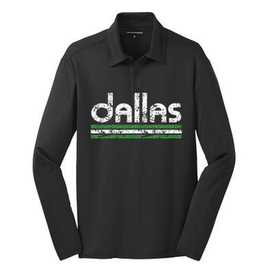 Dallas Texas Vintage Weathered Throwback Silk Touch Performance Long Sleeve Polo