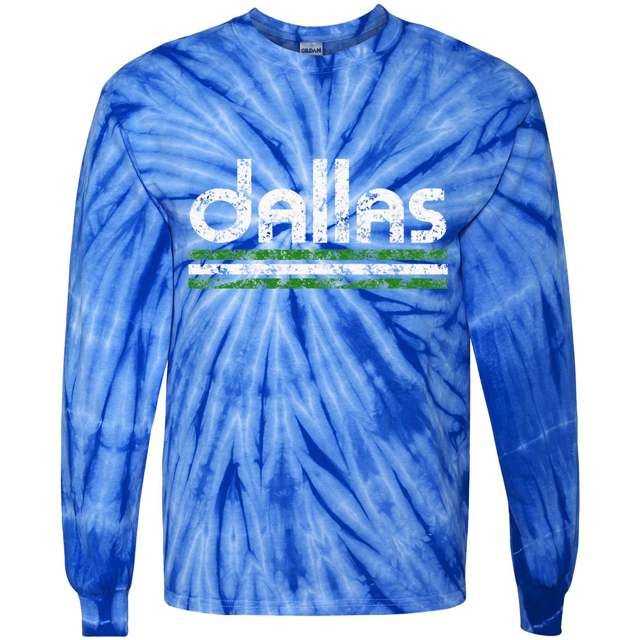 Dallas Texas Vintage Weathered Throwback Tie-Dye Long Sleeve Shirt