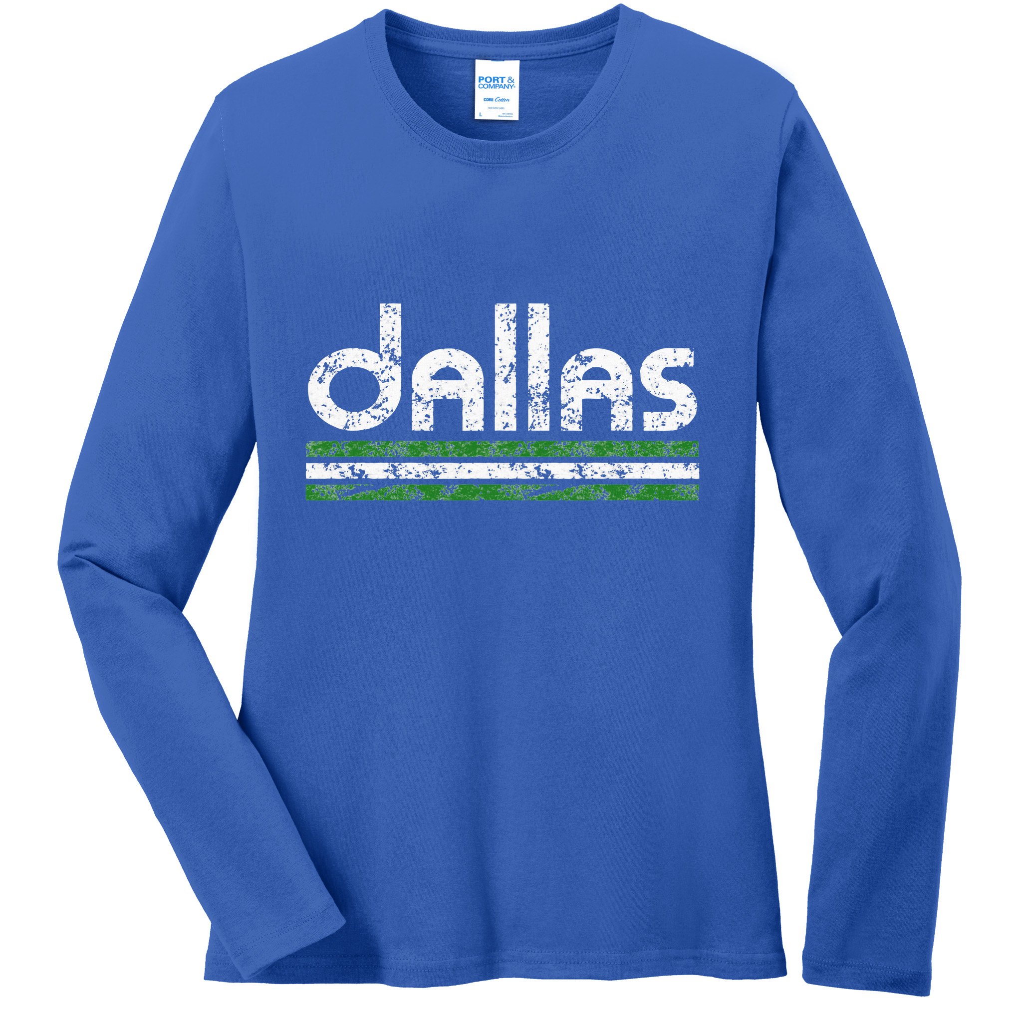 Dallas Texas Vintage Weathered Throwback Ladies Long Sleeve Shirt
