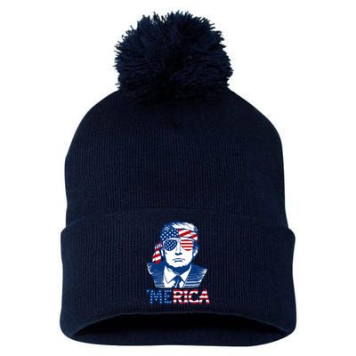 Donald Trump Vintage Patriotic Merica Pom Pom 12in Knit Beanie