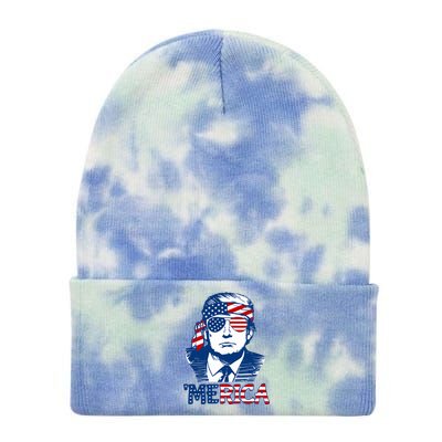 Donald Trump Vintage Patriotic Merica Tie Dye 12in Knit Beanie