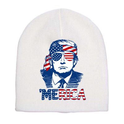 Donald Trump Vintage Patriotic Merica Short Acrylic Beanie