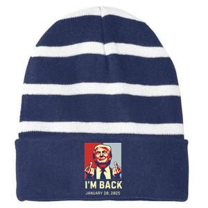 Donald Trump Won Inauguration Election 2024 Striped Beanie with Solid Band