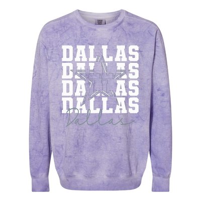 Dallas TX Vintage Sports Navy Colorblast Crewneck Sweatshirt