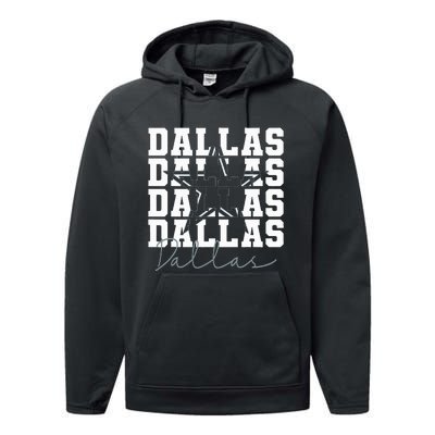 Dallas TX Vintage Sports Navy Performance Fleece Hoodie