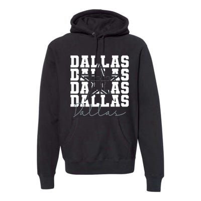 Dallas TX Vintage Sports Navy Premium Hoodie