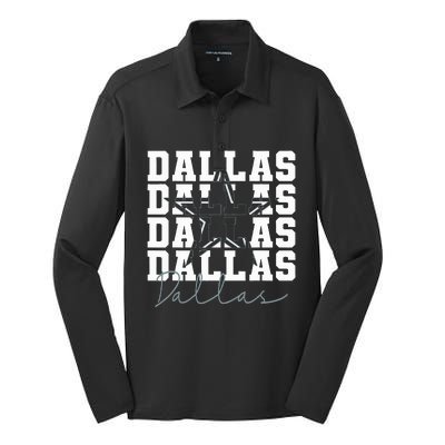 Dallas TX Vintage Sports Navy Silk Touch Performance Long Sleeve Polo