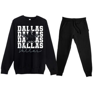 Dallas TX Vintage Sports Navy Premium Crewneck Sweatsuit Set