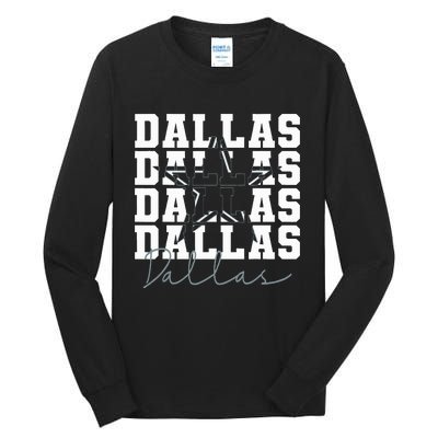 Dallas TX Vintage Sports Navy Tall Long Sleeve T-Shirt