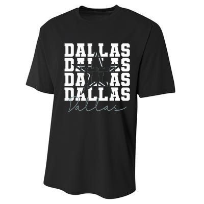 Dallas TX Vintage Sports Navy Performance Sprint T-Shirt