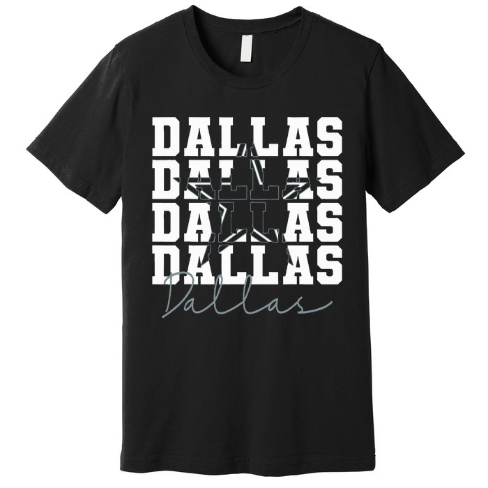 Dallas TX Vintage Sports Navy Premium T-Shirt