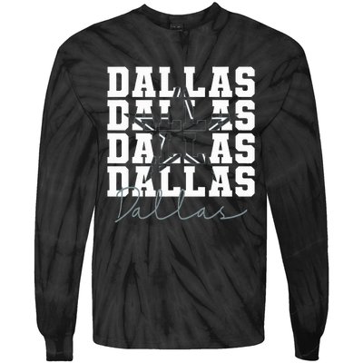 Dallas TX Vintage Sports Navy Tie-Dye Long Sleeve Shirt