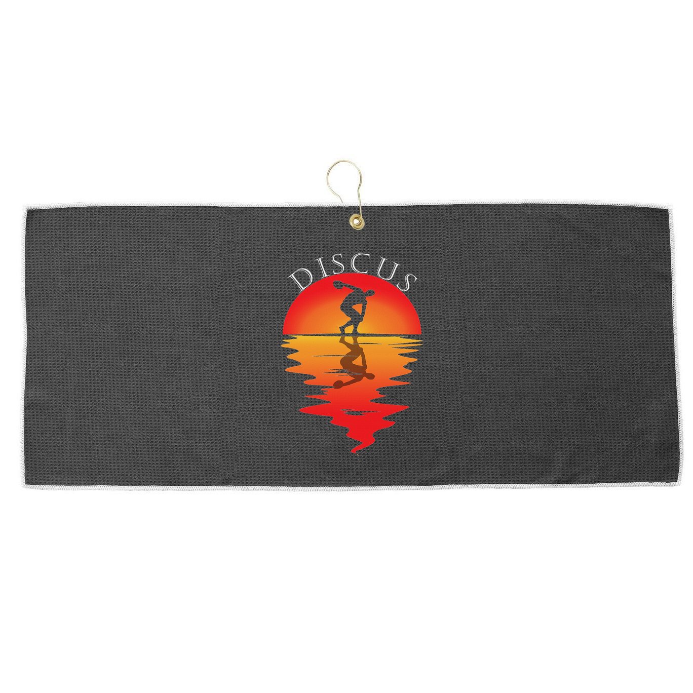 Discus Throw Vintage Sunset Discus Thrower Discus Athlete Large Microfiber Waffle Golf Towel