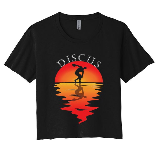 Discus Throw Vintage Sunset Discus Thrower Discus Athlete Crop Top