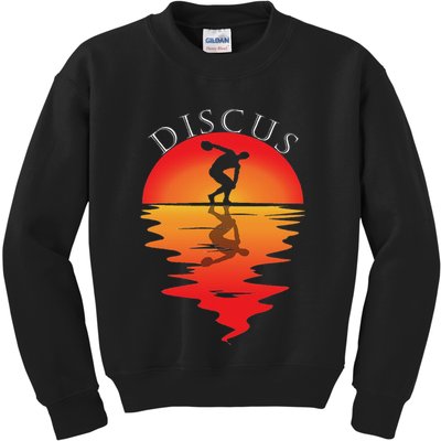 Discus Throw Vintage Sunset Discus Thrower Discus Athlete Kids Sweatshirt