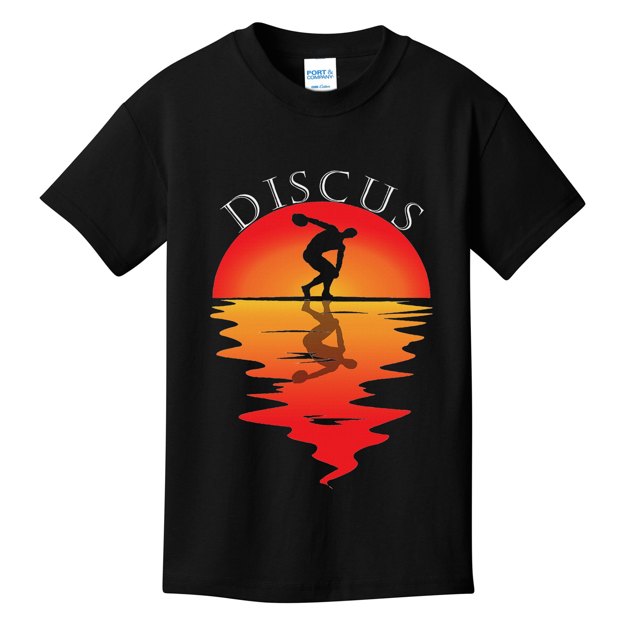 Discus Throw Vintage Sunset Discus Thrower Discus Athlete Kids T-Shirt
