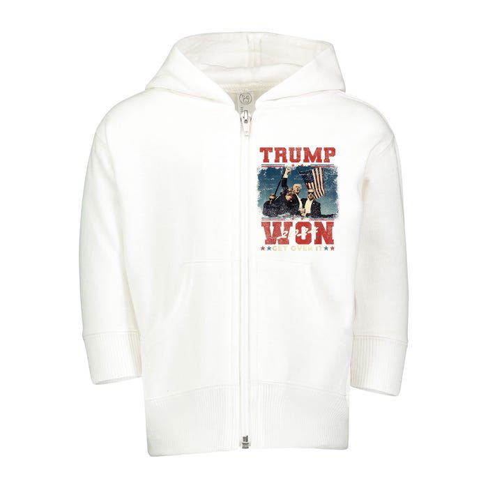 Donald Trump Wins Us Presidency Trump Won 2024 Presidential Election Toddler Zip Fleece Hoodie