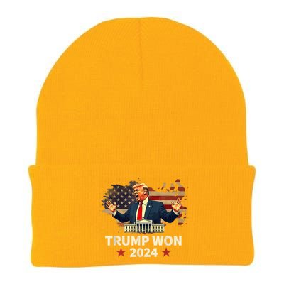 Donald Trump Wins Us Presidency Trump Won 2024 Presidential Election Knit Cap Winter Beanie