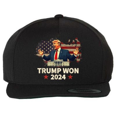 Donald Trump Wins Us Presidency Trump Won 2024 Presidential Election Wool Snapback Cap