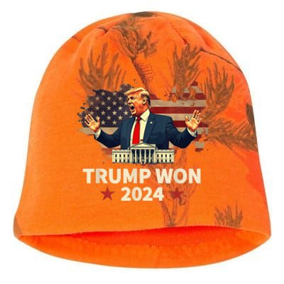 Donald Trump Wins Us Presidency Trump Won 2024 Presidential Election Kati - Camo Knit Beanie