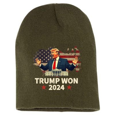 Donald Trump Wins Us Presidency Trump Won 2024 Presidential Election Short Acrylic Beanie