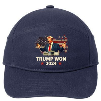 Donald Trump Wins Us Presidency Trump Won 2024 Presidential Election 7-Panel Snapback Hat