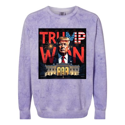 Donald Trump Wins Us Presidency Trump Won 2024 Usa President Colorblast Crewneck Sweatshirt