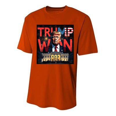 Donald Trump Wins Us Presidency Trump Won 2024 Usa President Performance Sprint T-Shirt