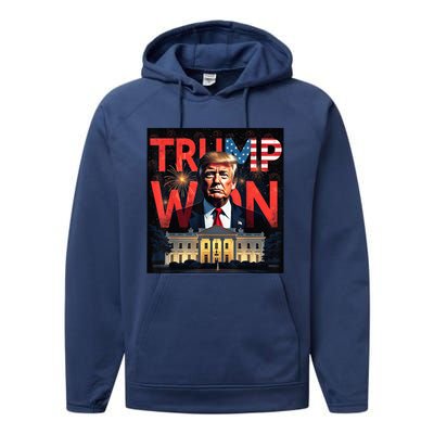 Donald Trump Wins Us Presidency Trump Won 2024 Usa President Performance Fleece Hoodie