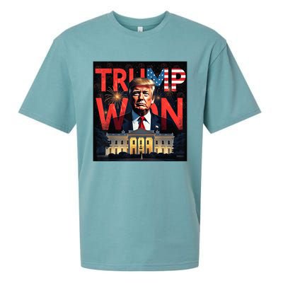 Donald Trump Wins Us Presidency Trump Won 2024 Usa President Sueded Cloud Jersey T-Shirt