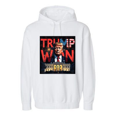 Donald Trump Wins Us Presidency Trump Won 2024 Usa President Garment-Dyed Fleece Hoodie