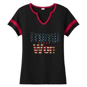 Donald Trump Wins Us Presidency Trump Won 2024 Usa President Ladies Halftime Notch Neck Tee