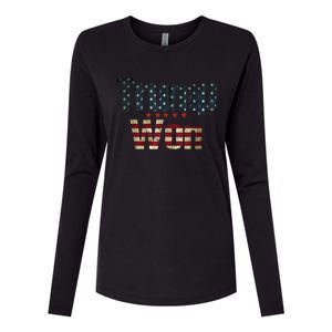 Donald Trump Wins Us Presidency Trump Won 2024 Usa President Womens Cotton Relaxed Long Sleeve T-Shirt