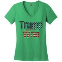 Donald Trump Wins Us Presidency Trump Won 2024 Usa President Women's V-Neck T-Shirt