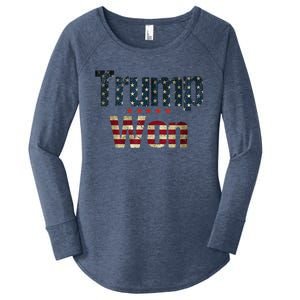 Donald Trump Wins Us Presidency Trump Won 2024 Usa President Women's Perfect Tri Tunic Long Sleeve Shirt