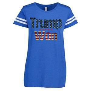 Donald Trump Wins Us Presidency Trump Won 2024 Usa President Enza Ladies Jersey Football T-Shirt