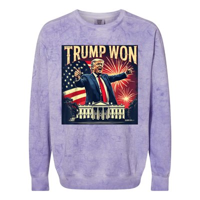 Donald Trump Wins Us Presidency Trump Won 2024 Usa President Colorblast Crewneck Sweatshirt