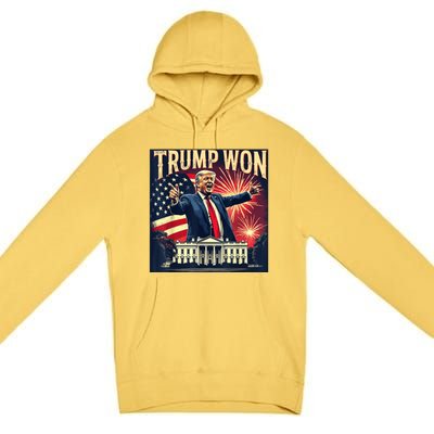 Donald Trump Wins Us Presidency Trump Won 2024 Usa President Premium Pullover Hoodie