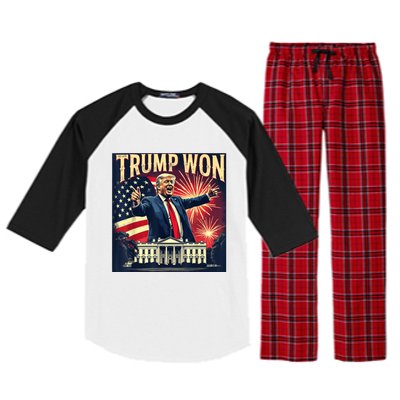 Donald Trump Wins Us Presidency Trump Won 2024 Usa President Raglan Sleeve Pajama Set