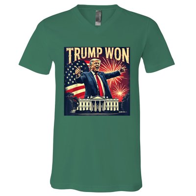 Donald Trump Wins Us Presidency Trump Won 2024 Usa President V-Neck T-Shirt