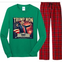 Donald Trump Wins Us Presidency Trump Won 2024 Usa President Long Sleeve Pajama Set