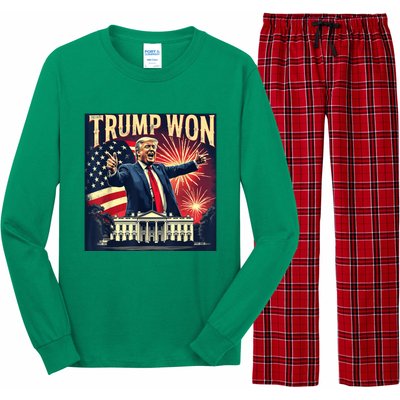 Donald Trump Wins Us Presidency Trump Won 2024 Usa President Long Sleeve Pajama Set