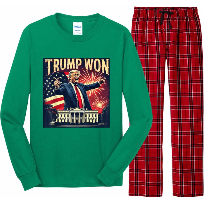 Donald Trump Wins Us Presidency Trump Won 2024 Usa President Long Sleeve Pajama Set