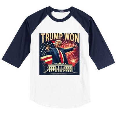 Donald Trump Wins Us Presidency Trump Won 2024 Usa President Baseball Sleeve Shirt