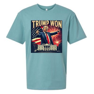 Donald Trump Wins Us Presidency Trump Won 2024 Usa President Sueded Cloud Jersey T-Shirt